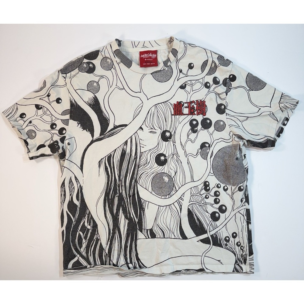 Junji Ito Aop Anime T Shirt Womens Small Graphic Manga Crop Top All Over Print